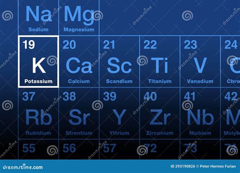 Potassium Element, Alkali Metal with Symbol K from Kalium, on Periodic ...