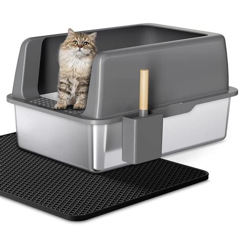 Stainless Steel Litter Box, High Sided Cat Litter Box, Metal Litter Pan ...