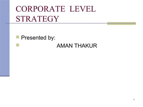 Corporate Level Strategy Ppt