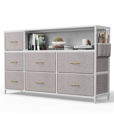 Cubicubi Dresser Tv Stand For Bedroom Small Kids Fabric Light Grey