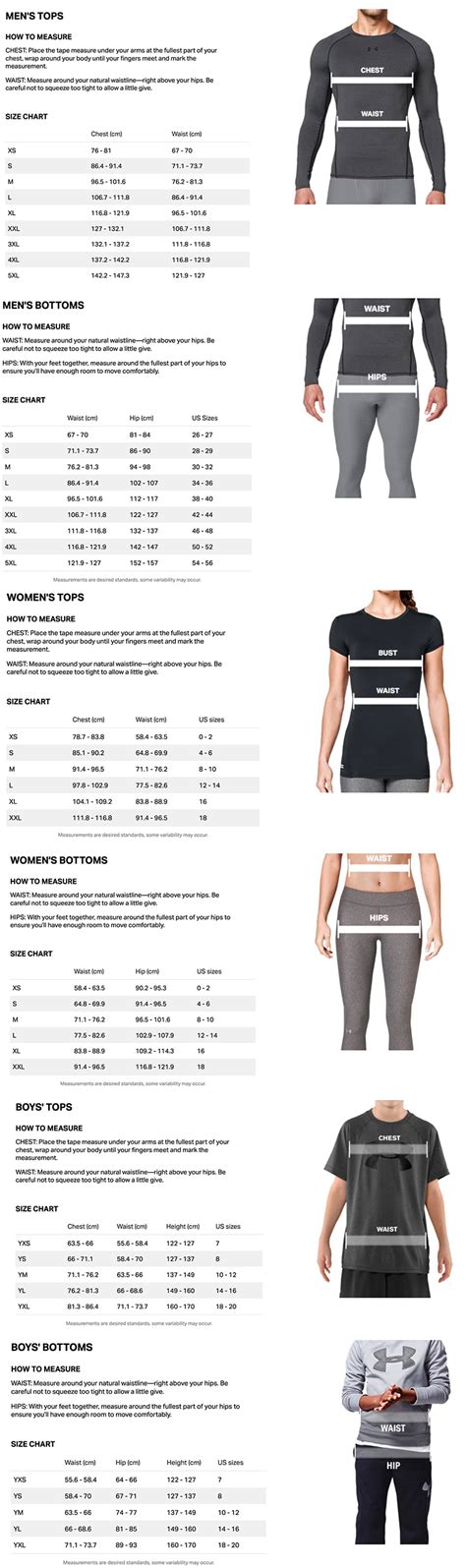 Under Armour Size Guide Atelier Yuwaciaojp