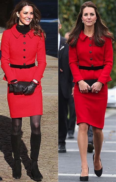 Kate Middleton In A Red Luisa Spagnoli Suit In 2011 And 2014 Kate