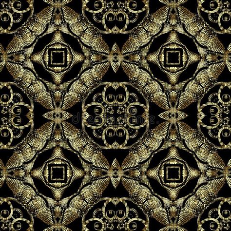 Textured Gold Embroidery Style 3d Seamless Pattern Vector Grunge