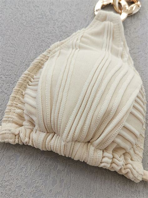 Maillot De Bain Bikini Femme Cha Nes Blanches Maillots De Bain T Plage Milanoo