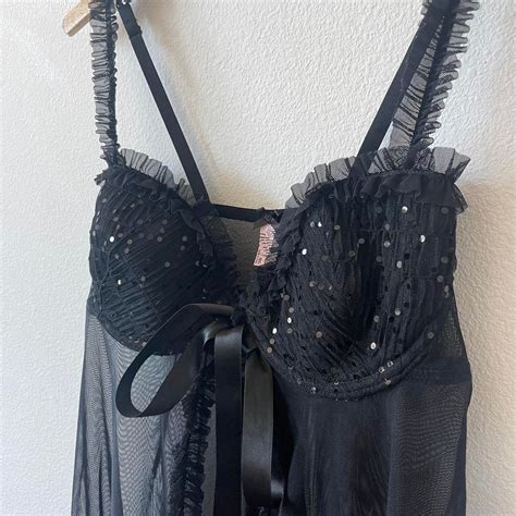 Vintage Black Bustier Baby Doll Lace Lingerie Type Tank Top Y K Aesthetic Clothing Valentines