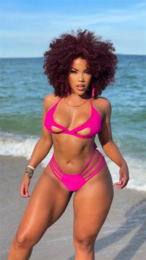 Our Pink New Bikini Curly Afro Red Hair Model Body Fit Black Women