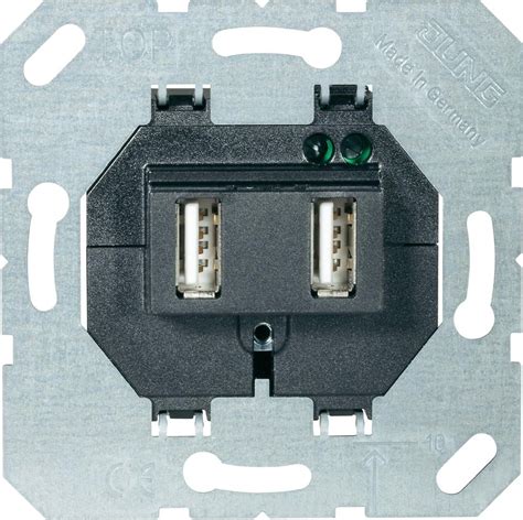 Jung механизм USB-розетки тип А+С, 2 гнезда, до 1,4 А/ч, USB15CAWW ...