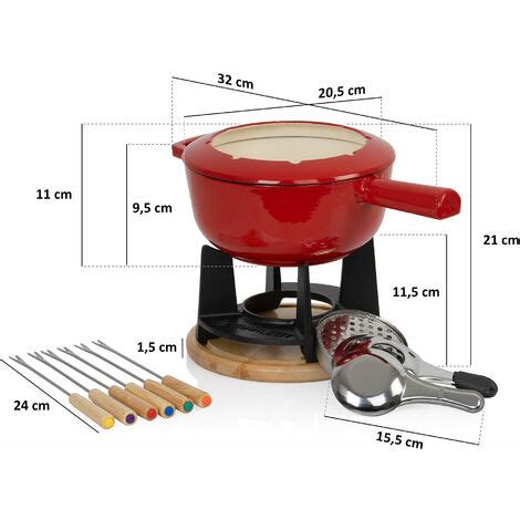 Mahlzeit 13 teiliges Gusseisen Fondue Set für 6 Personen 2 L