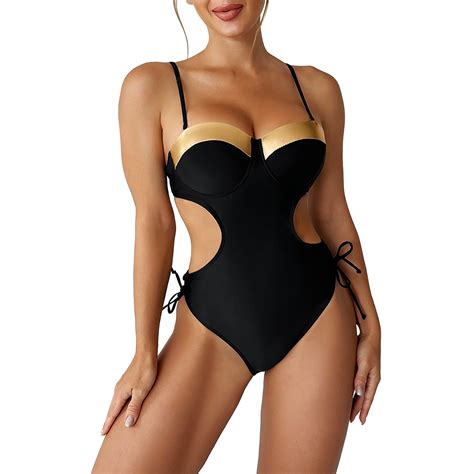 ANINEO Women Deep V Neck Swimsuits Hot Stamping Backless Swimwear Mesh Bathing Suit Versatile