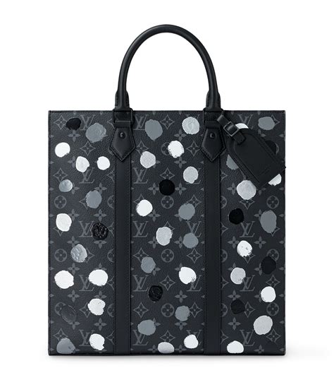 Louis Vuitton Black X Yayoi Kusama Infinity Dots Sac Plat Tote Bag