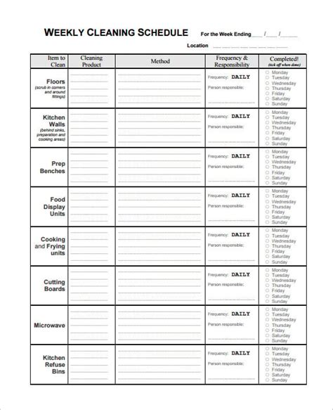 Cleaning Schedule Template 25 Free Sample Example Format Download Free And Premium Templates