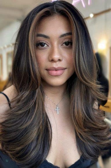 40 Long Layered Hairstyles To Enhance Straight Hair Brunette Layers With Subtle Highlights