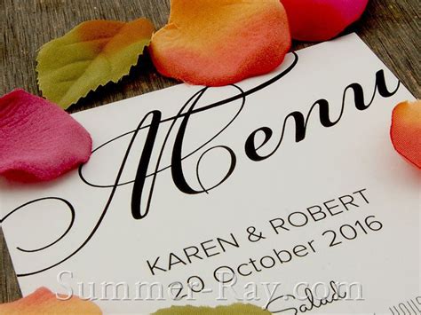 Personalized Wedding White Menu Summer