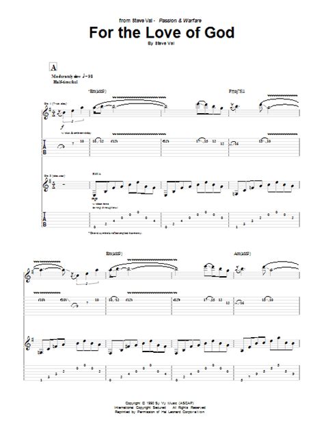 For The Love Of God By Steve Vai Guitar Tab Guitar Instructor