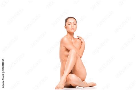 Beautiful Slim Woman Sitting Naked Concept Of A Natural Beauty Healthcare And Wellbeing Stock