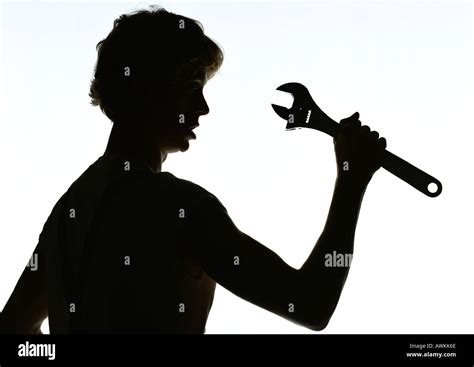 Woman Holding Wrench Silhouette Stock Photo Alamy