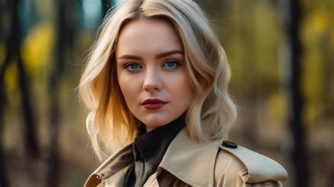 Peinture numérique fille blonde en trench coat portraits de personnes sensuelles Photo Premium