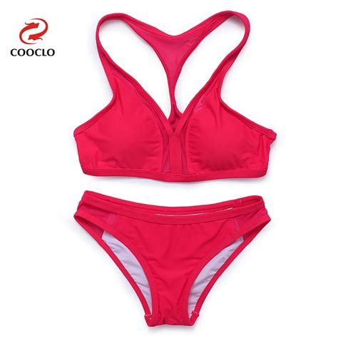 Aliexpress Buy COOCLO 2018 Bikini Set Sexy Women Swimsuit Solid Mesh Bathing Suits