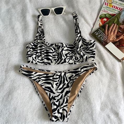 RAQ Swim Raq Zebra Print Bikini Set Size 4 32ddd Poshmark