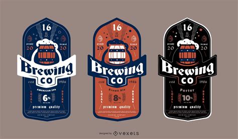 beer label design pack vector