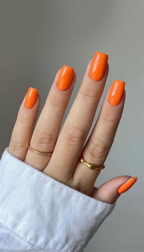 35 Cute Orange Nail Ideas To Rock In Summer Simple Orange Tapered Nails