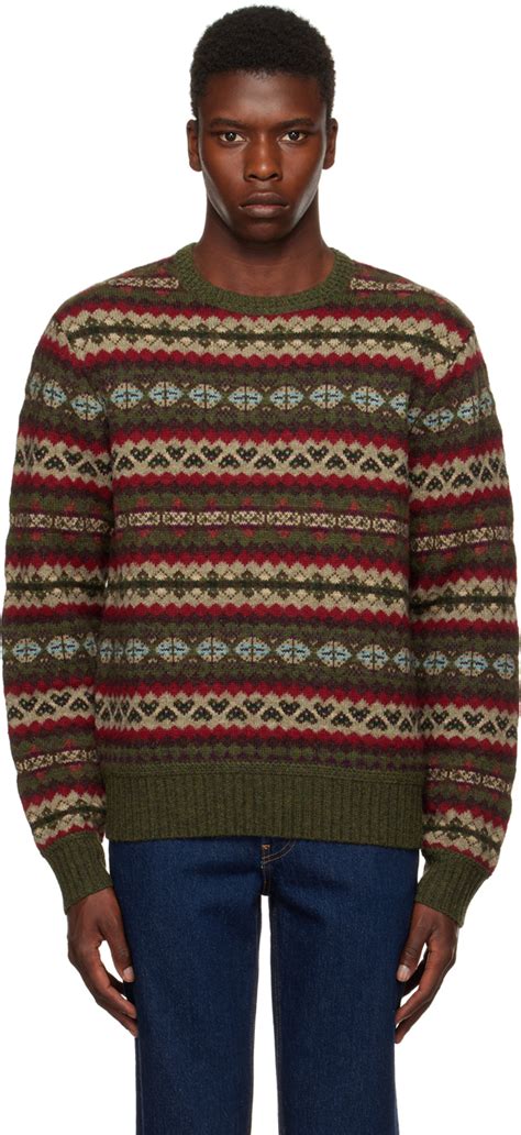 Rrl Khaki Fair Isle Sweater Rrl