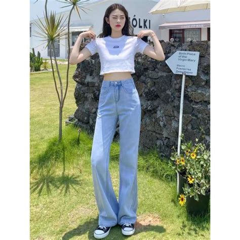 Quần jeans nữ lưng cao ống suông rộng Quần baggy nữ lưng cao style hàn quốc dáng suông hot