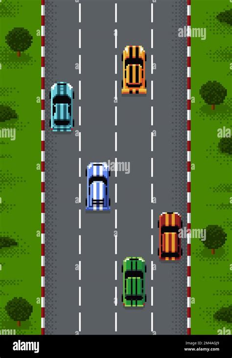 Pixel Race Game Top View Motorsport Competition Road Racetrack