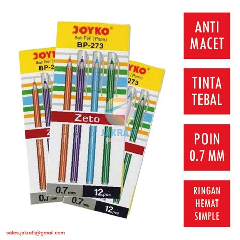 Jual 12 Pcs Pulpen Bolpen Ballpoint Pen JOYKO BP 273 ZETO Hitam Black