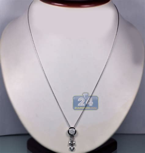 Womens Diamond Adjustable Lariat Necklace 18k White Gold
