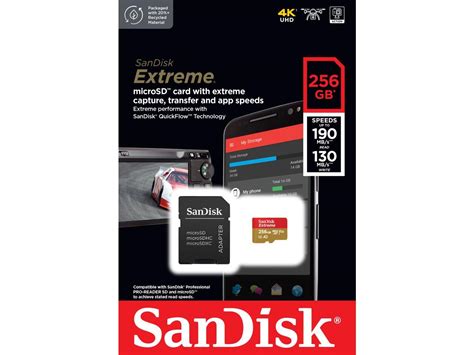 Sandisk 256gb Extreme Microsdxc Uhs I U3 A2 Micro Sd Card With Adapter Speed Up To 190mb S