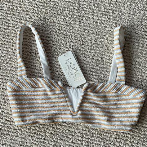 L Space Orange And Blue Stripe Bikini Set Nwt Never Depop