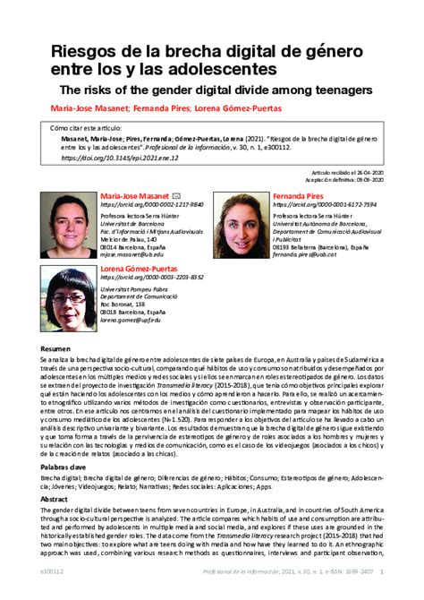 Pdf Riesgos De La Brecha Digital De Género Entre Los Y Las Adolescentes Fernanda Pires De Sá