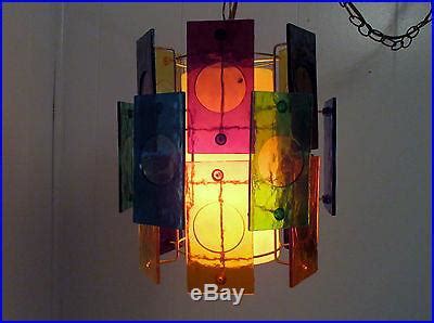 Vintage Mid Century Modern Retro Hanging Swag Lamp Light Colorful