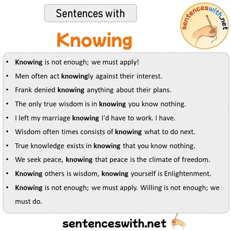 Sentences With Knowing Sentences About Knowing Sentenceswithnet