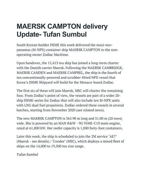 Maersk Campton Delivery Update Tufan Sumbul By Tufan Sumbul Issuu