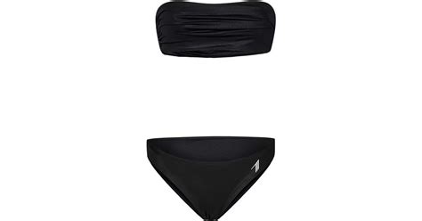 The Attico Wet Effect Lycra Bikini In Black Lyst