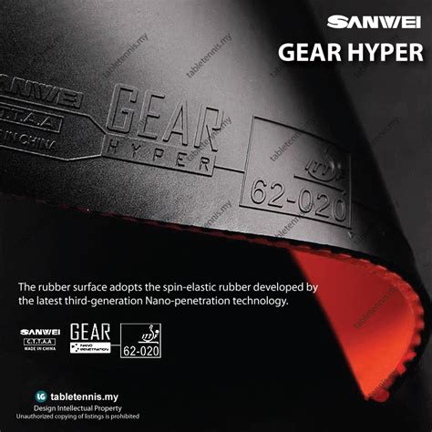 Sanwei Gear Hyper Table Tennis Rubber Spin Elastic Rubber Getah Ping ...