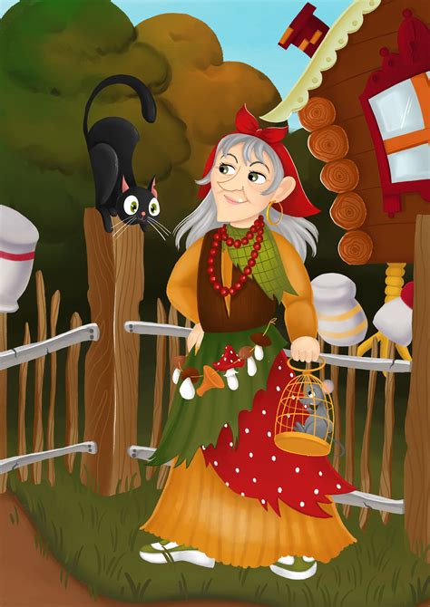 Иллюстрация Модная Баба-Яга в стиле детский, книжная графика,