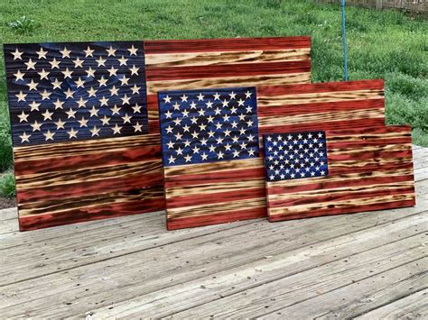 Handmade Wood Flags 3 Sizes Wooden Flag American Flag Wood Wooden Diy