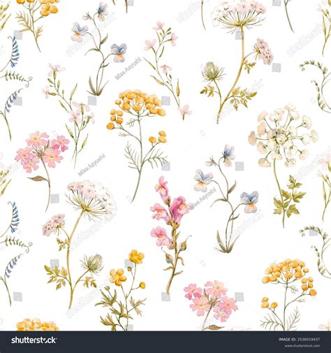 Watercolor Floral Pattern Delicate Flower Wallpaper Stock Illustration