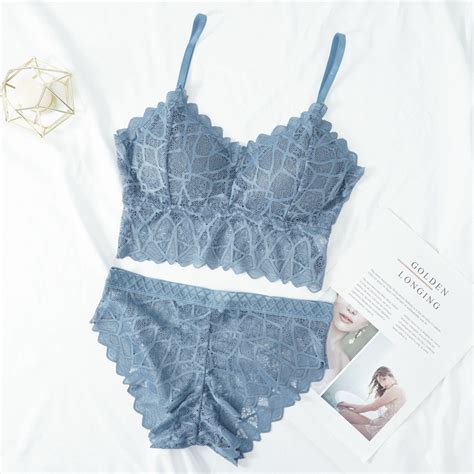 Women S Bra Set Sexy Beauty Back Tops Lace Push Up Bras And Panty Sets Wire Free Lingerie Solid