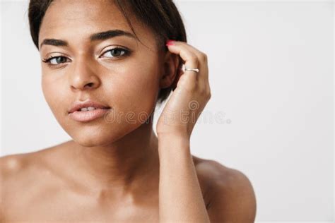 Image Of Half Naked African American Woman Posing And Looking At Camera Stock Photo Image Of