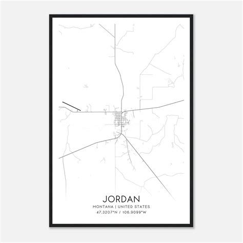 Jordan Montana Map Poster, Modern Home Decor Wall Art Print - Custom