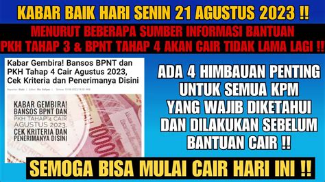 Hore Dipastikan Bantuan Bpnt Thp Pkh Thp Segera Cair