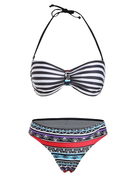 59 OFF 2021 Sexy Halter Neck Ethnic Print Striped Women S Bikini Set