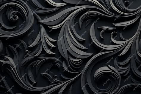 Черные декоративные обои с вихревыми узорами | Премиум векторы