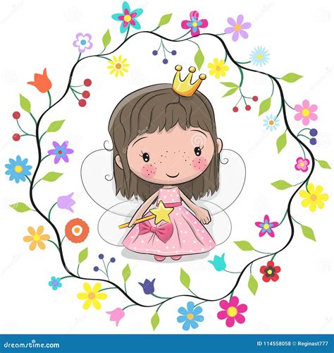 Cute Princess In A Flowers Frame Stock Vector Illustration Of Childs