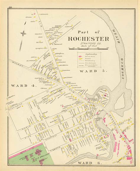 Rochester Wards 4 5 6 New Hampshire 1892 Old Town Map Reprint