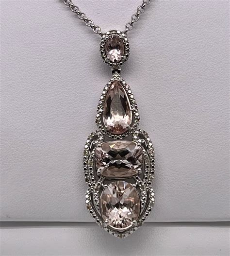 Morganite Diamond Necklace In Sterling Silver Property Room